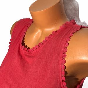 Halogen Womens Salmon Color Dotted Trim SOFT Tank Top Size Small